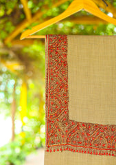 Pashmina Kashmiri Work Shawl D - 01 - Brown