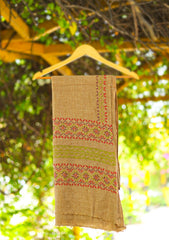 Wool Needle Work Shawl D - 52 - Brown