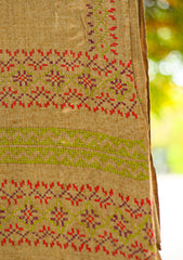 Wool Needle Work Shawl D - 52 - Brown