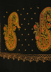 Wool Embroidered Shawl D - 21 - Black