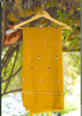 Wool Needle Work Shawl D - 57 - Mustard