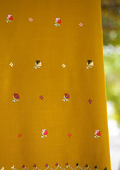 Wool Needle Work Shawl D - 57 - Mustard