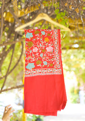 Wool Embroidered Shawl D - 12 - Maroon