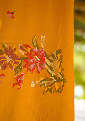 Wool Needle Work Shawl D - 57 - Mustard