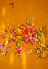 Wool Needle Work Shawl D - 57 - Mustard