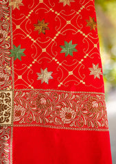 Wool Embroidered Shawl D - 18 - Red