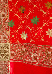 Wool Embroidered Shawl D - 18 - Red