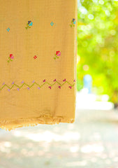 Wool Needle Work Shawl D - 55 - Beige