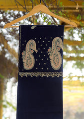 Wool Emboridered Shawl D - 08 - N BLUE