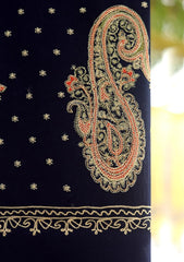 Wool Emboridered Shawl D - 08 - N BLUE