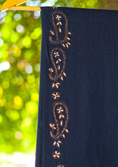 Wool Needle Work Shawl D - 58 - N Blue