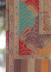 Pure Pashmina Kaani Jamawar Shawl D - 121 - BROWN