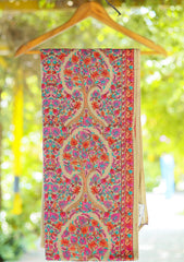 Wool Embroidered Shawl D - 12 - S Fawn