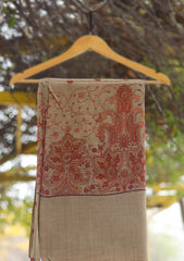 Wool Emboridered Shawl D - 07B - G BROWN
