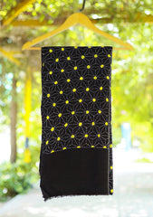 Wool Needle Work Shawl D - 54 - Black