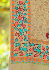 Wool Embroidered Shawl D - 13 - S Fawn