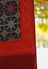 Wool Embroidered Shawl D - 19 - N BLUE