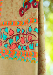 Wool Embroidered Shawl D - 13 - S Fawn