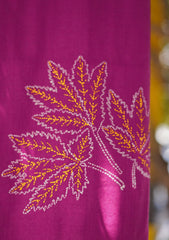 Wool Needle Work Shawl D - 56 - Magenda