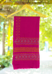 Wool Needle Work Shawl D - 52 - Magenda