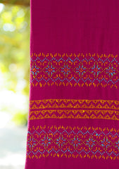 Wool Needle Work Shawl D - 52 - Magenda