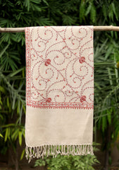 Pashmina Kashmiri Work Scarf D - 09 - Fawn
