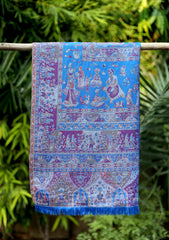 Pashmina Kani Jamawer Scarf D - 50 - R Blue