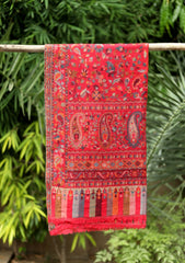 Pashmina Kani Jamawar Scarf D - 32 - Tomato