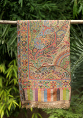 Pashmina Kani Jamawar Scarf D - 43 - Brown