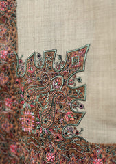 Pashmina Emb Palu Border Shawl D - 01 - Brown