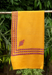 Pashmina Emb Palu Border Shawl D - 04 - Mustard