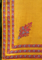 Pashmina Emb Palu Border Shawl D - 04 - Mustard