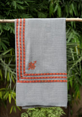 Pashmina Emb Palu Border Shawl D - 06 - Grey