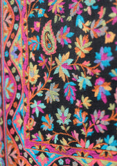 Pashmina Kani Jamawar Shawl D - 142 - Black