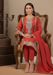 Winter - Riwaj - Embroidered Peach Leather Suit - D#03 - Carrot