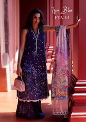 Lawn Collection - Farah Talib Aziz - Suay - Luxury Unstitched '24 - Izea Blue - FTA#04
