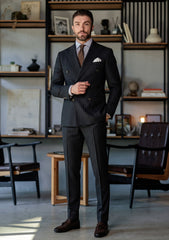 Scabal Super 150's 24 Carat Gold & Wool Fabric - Black