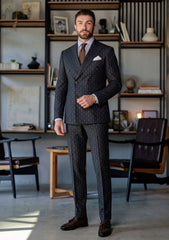 Scabal Super 150's 24 Carat Gold & Wool Fabric - Black
