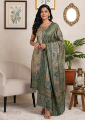 Winter - Riwaj - Printed Pashmina - 3 Pcs Suit - D#03 - Skin