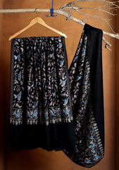 Pashmina Ari Work Jaaldar Shawl D#36 - Black