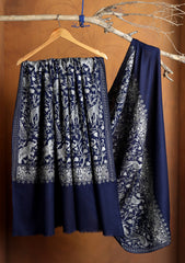 Pashmina Ari Work Jaaldar Shawl D#33 - N Blue