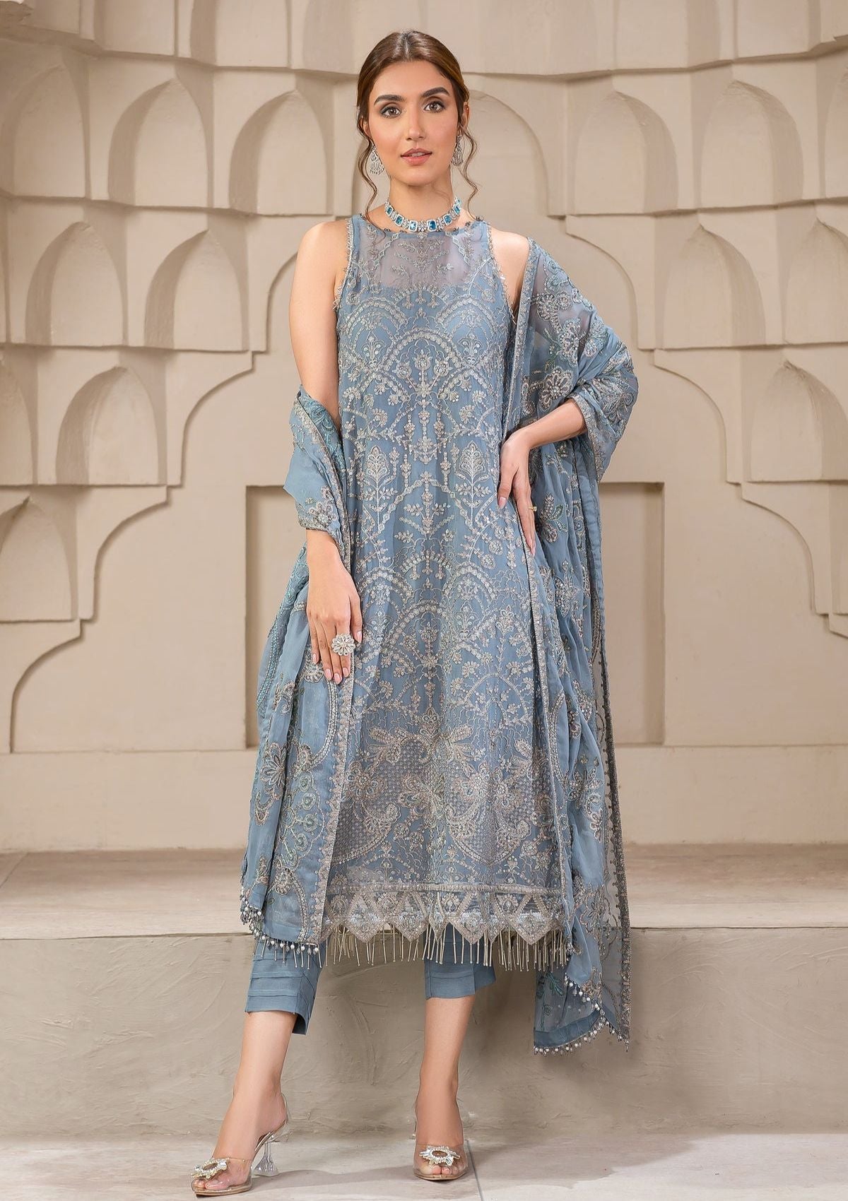 Formal Dress - Zarif - Falak - Festive - ZF#05 (Blue Bell)