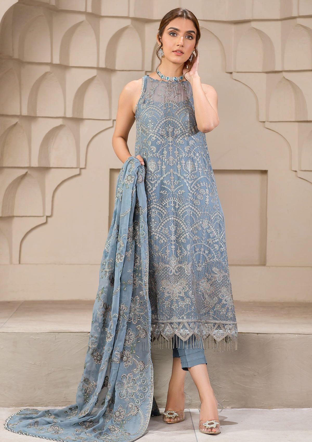 Formal Dress - Zarif - Falak - Festive - ZF#05 (Blue Bell)