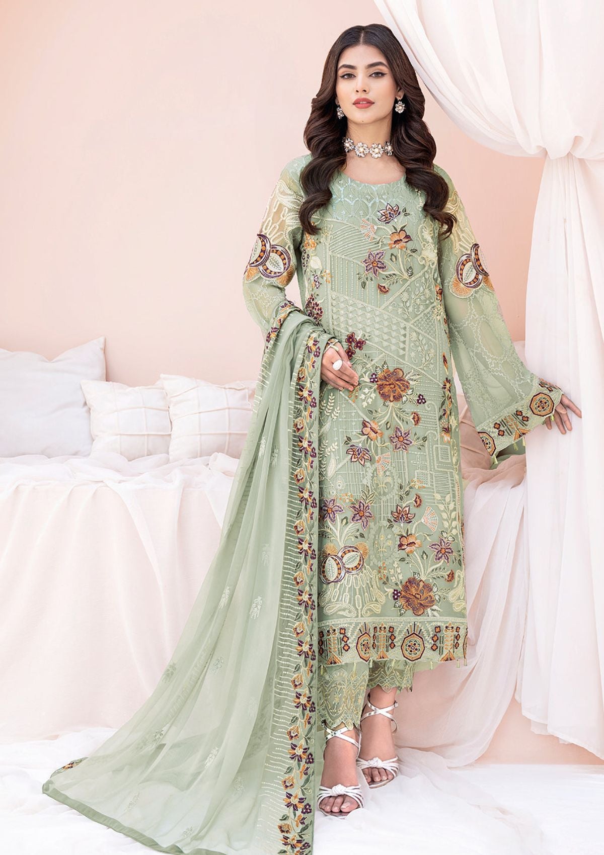 Formal Dress - Ramsha - Chevron - Chiffon - V06 - A#607 - Saleem Fabrics PK Saleem Fabrics Traditions Formal Dress - Ramsha - Chevron - Chiffon - V06 - A#607 - Saleem Fabrics PK Saleem Fabrics Traditions