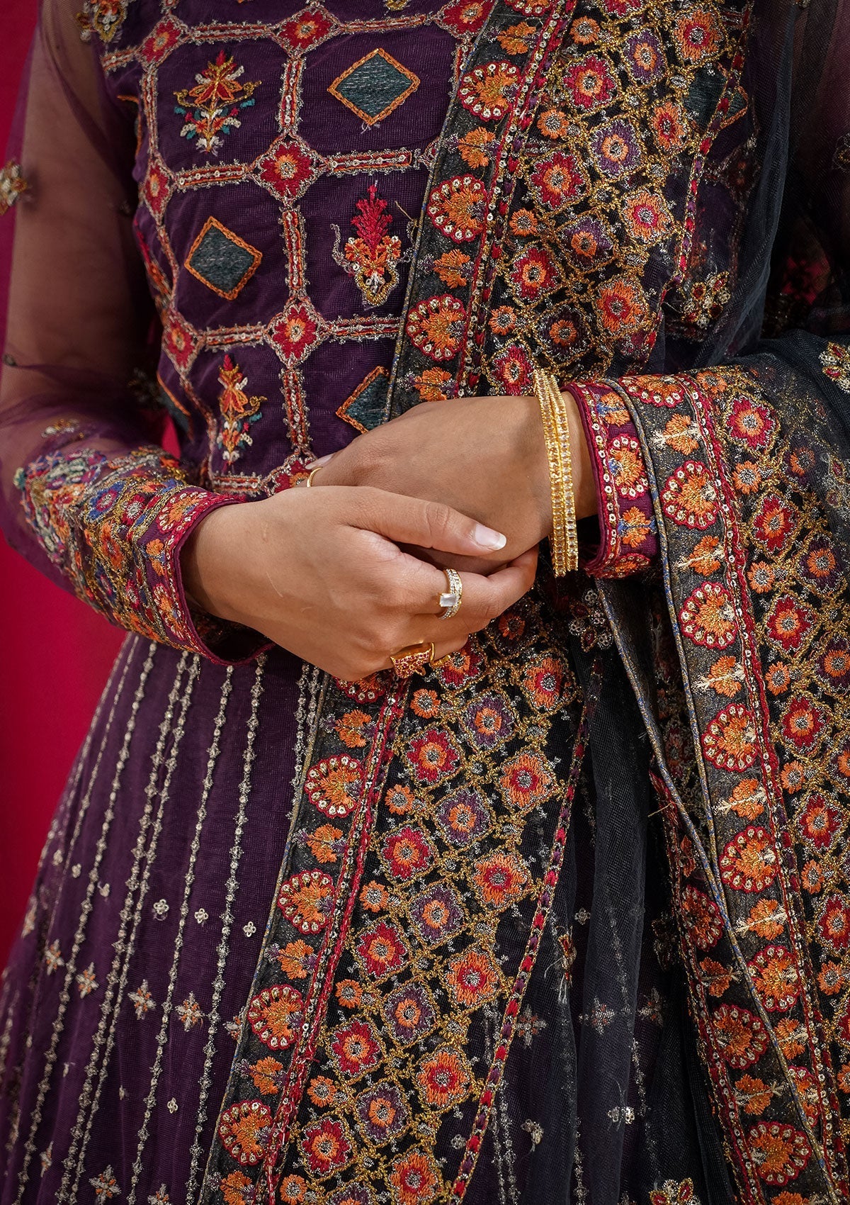 Formal Collection - Rubaaiyat - Embroidered Net - REN#2 available at Saleem Fabrics Traditions