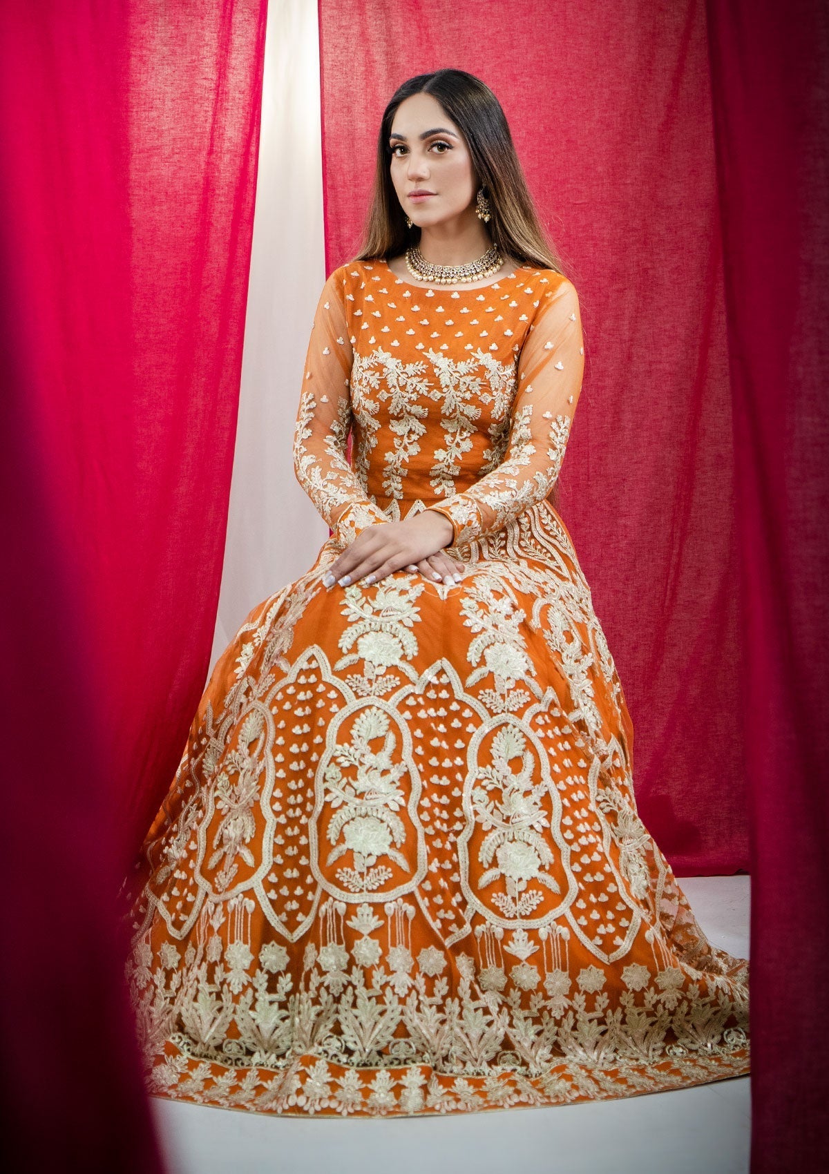 Formal Collection - Rubaaiyat - Embroidered Net - REN#6 available at Saleem Fabrics Traditions