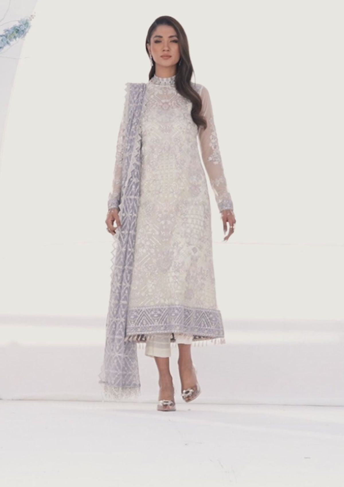 Formal Collection - Zarif - La Celeste - Luxury - ZLC#02 (PEARL WHITE) available at Saleem Fabrics Traditions