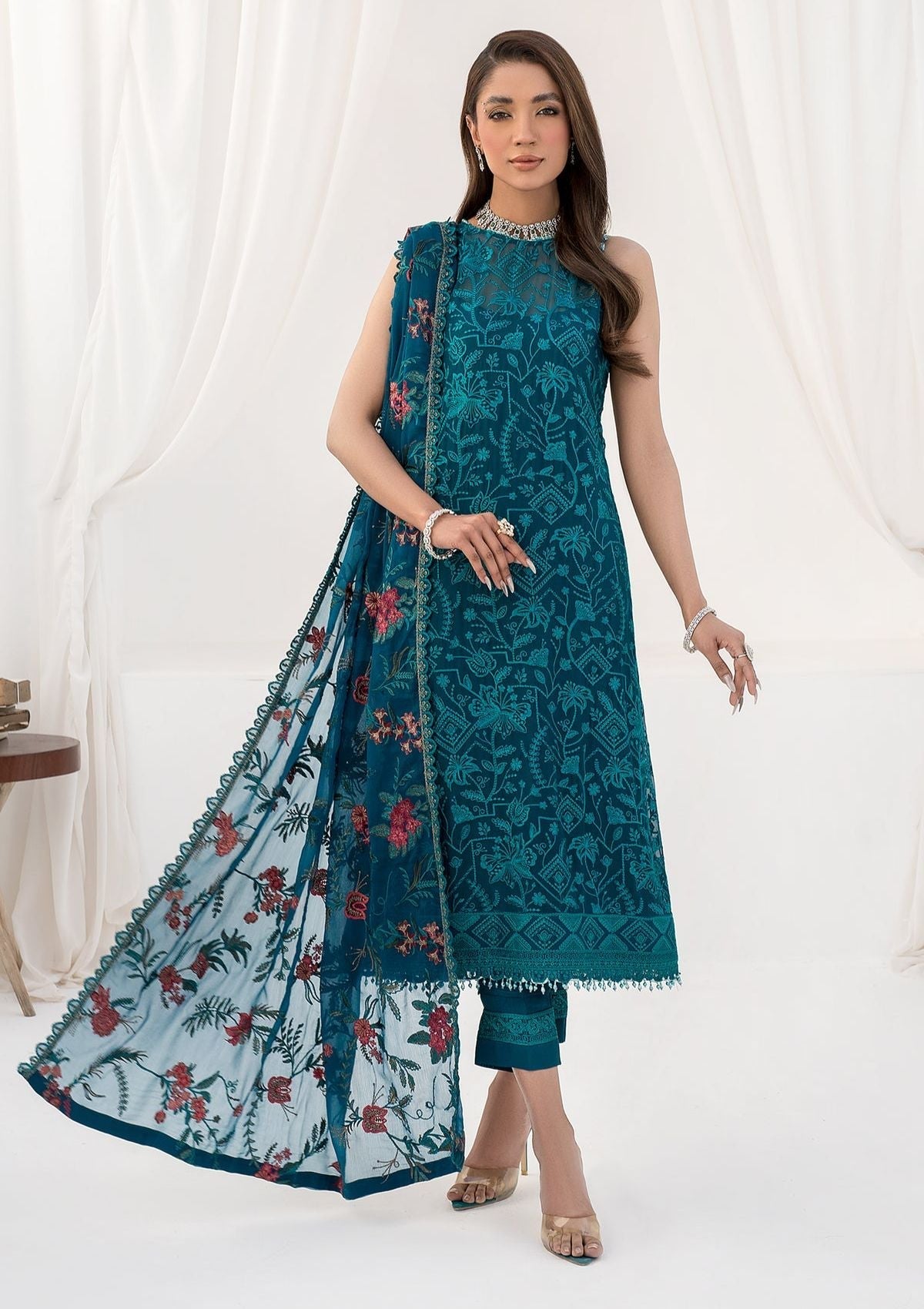 Formal Collection - Zarif - La Celeste - Luxury - ZLC#03 (GARDENIA) available at Saleem Fabrics Traditions