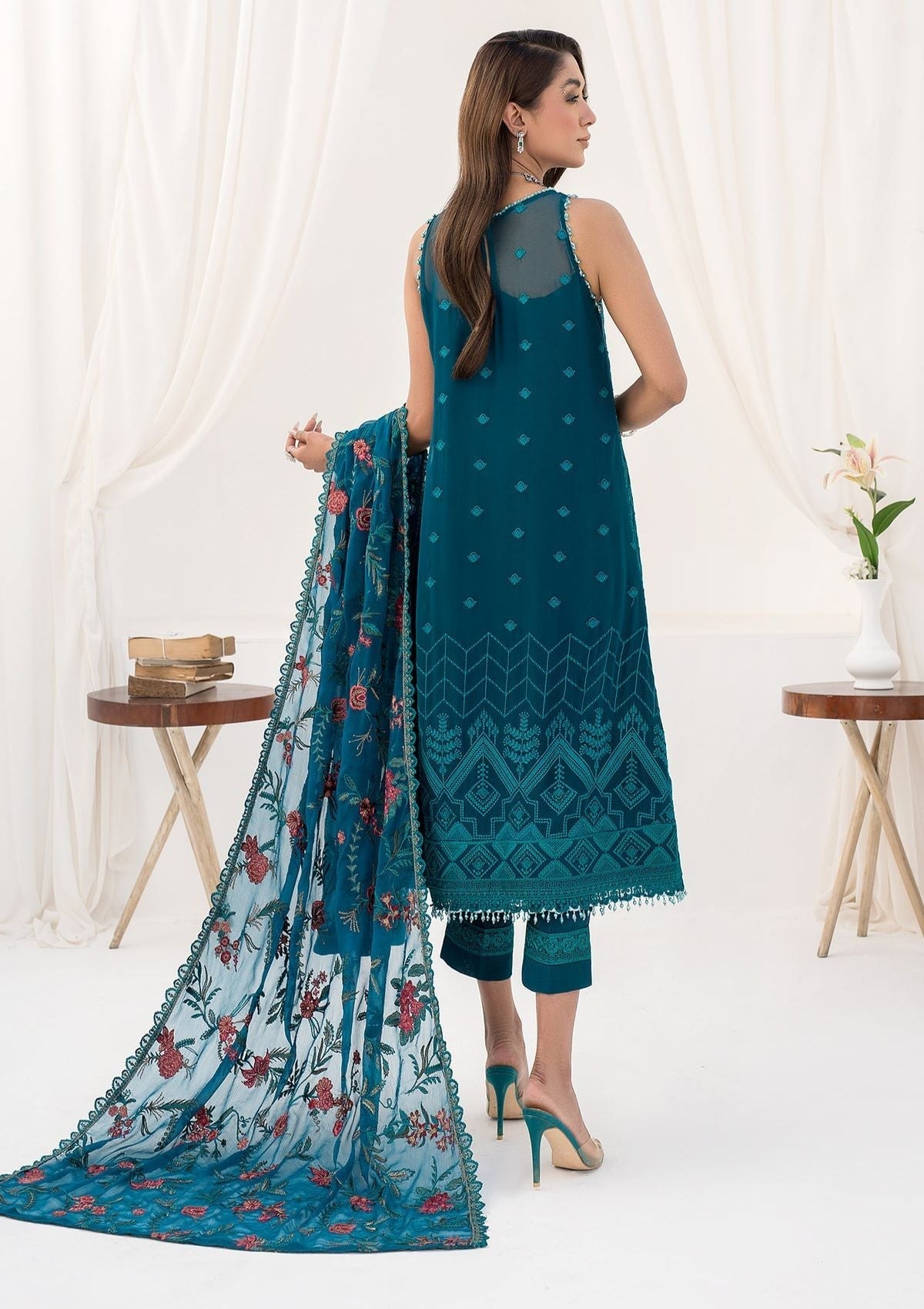 Formal Collection - Zarif - La Celeste - Luxury - ZLC#03 (GARDENIA) available at Saleem Fabrics Traditions