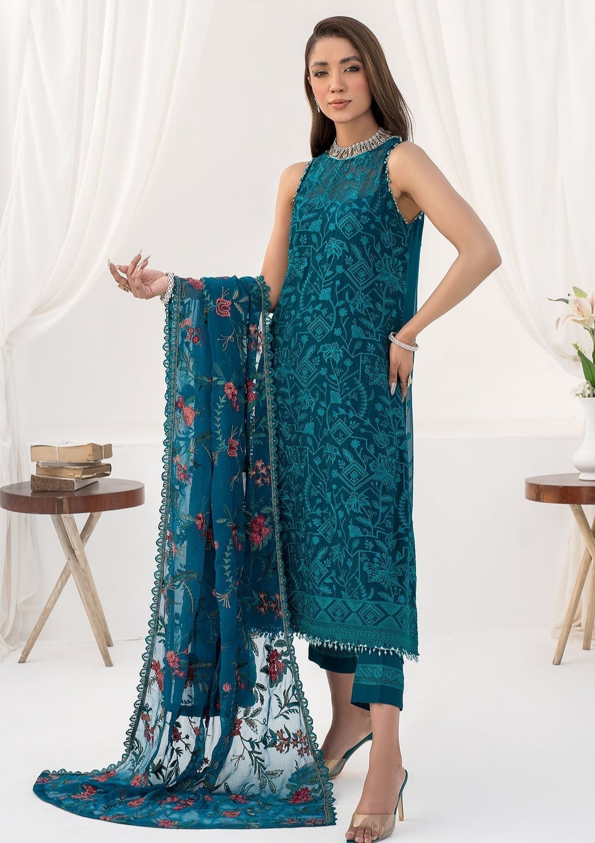 Formal Collection - Zarif - La Celeste - Luxury - ZLC#03 (GARDENIA) available at Saleem Fabrics Traditions